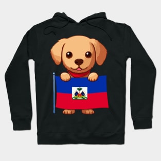 Cute Dog Holding Haiti Flag, Haiti Flag Day Hoodie